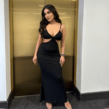 Ava Side Cutout Knit Dress - Black